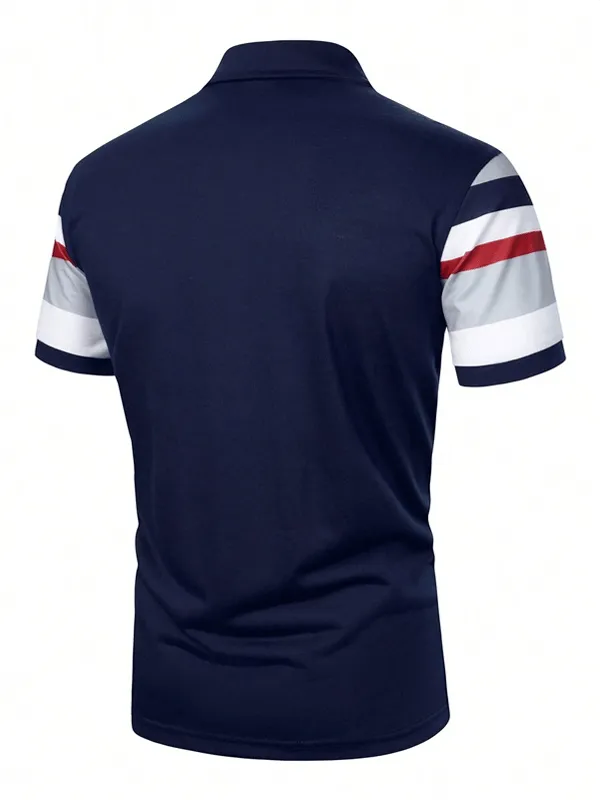 Muscle Fit Striped Polo Shirt – Premium Stretch Cotton Short Sleeve Smart Casual Wear