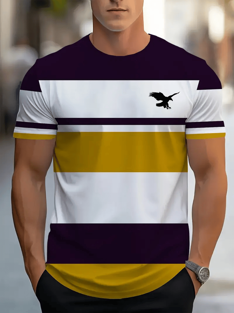 Muscle Fit Color Block T-Shirt – Premium Stretch Cotton Short Sleeve Casual Wear