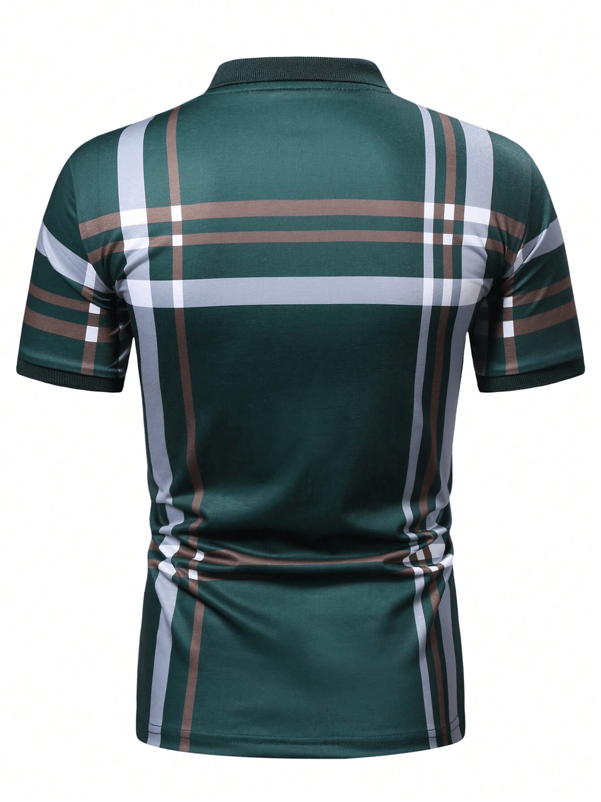 Muscle Fit Plaid Polo Shirt – Premium Stretch Cotton Short Sleeve Smart Casual Wear