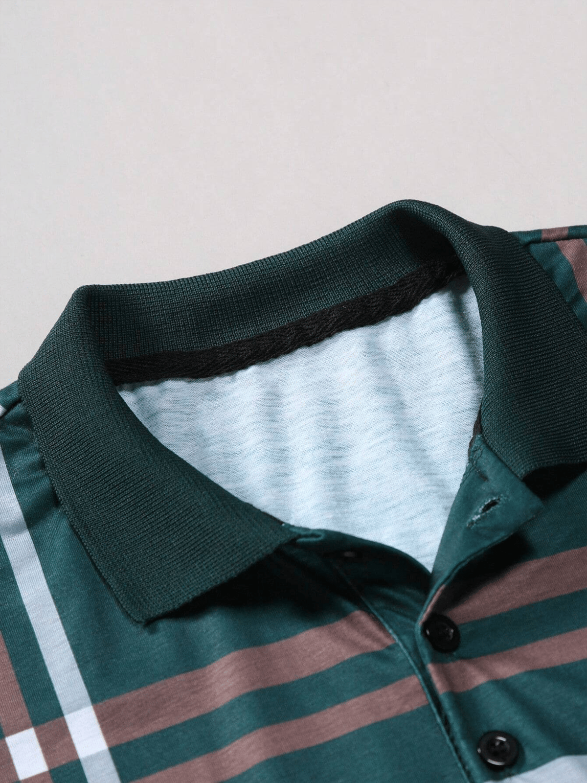 Muscle Fit Plaid Polo Shirt – Premium Stretch Cotton Short Sleeve Smart Casual Wear