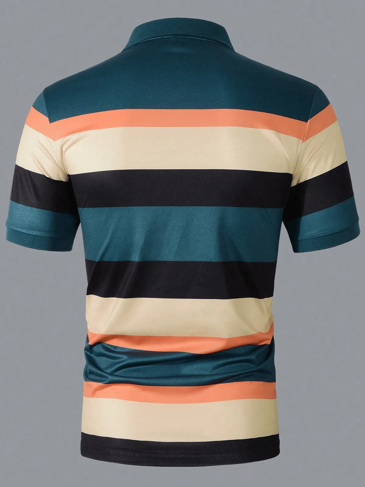 Muscle Fit Striped Polo Shirt – Premium Stretch Cotton Short Sleeve Smart Casual Wear