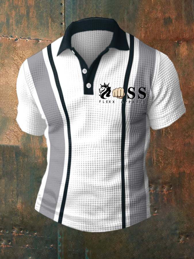 Muscle Fit Textured Polo Shirt – Premium Stretch Cotton Vertical Stripe Smart Casual Wear