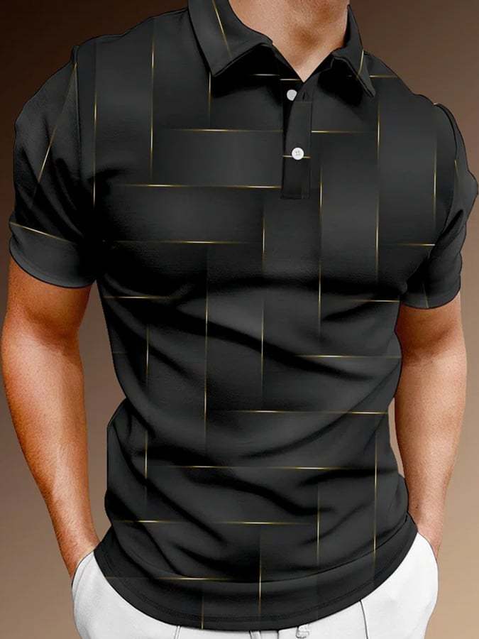 Muscle Fit Patterned Polo Shirt – Premium Stretch Cotton Short Sleeve Smart Casual Wear