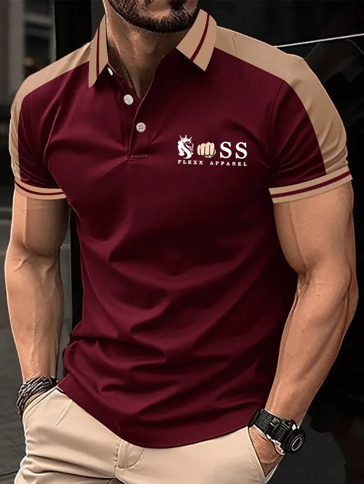 Muscle Fit Contrast Polo Shirt – Premium Stretch Cotton Short Sleeve Smart Casual Wear