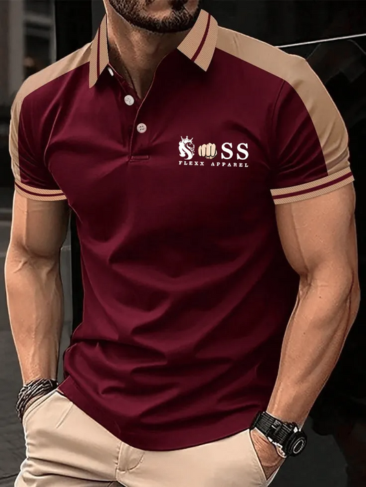 Muscle Fit Contrast Polo Shirt – Premium Stretch Cotton Short Sleeve Smart Casual Wear